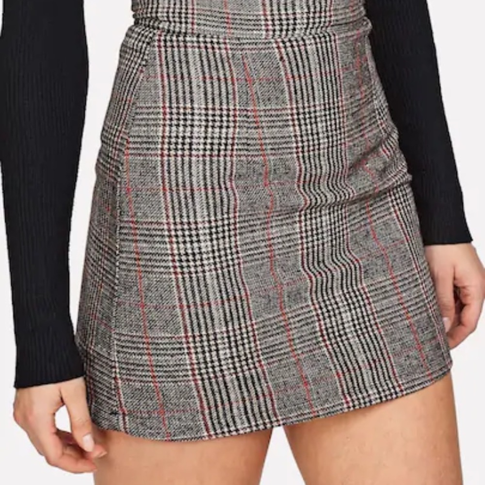 Wales check zip back skirt